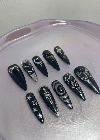 Siyah Metalik takma tırnak - Görsel 2