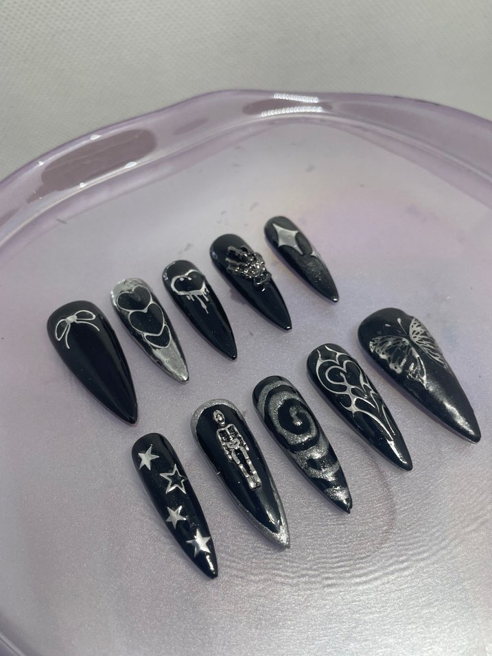Siyah Metalik takma tırnak - Görsel 2