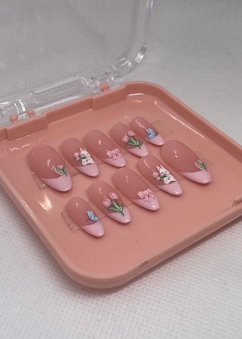 Pastel pembe jel takma tırnak - Görsel 2