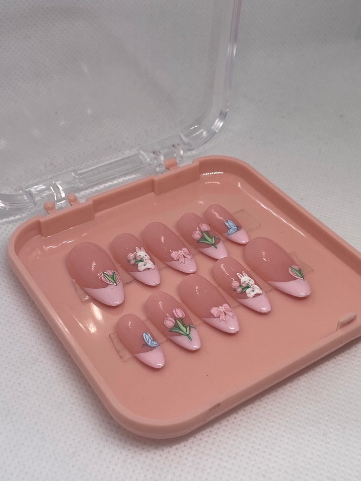 Pastel pembe jel takma tırnak - Görsel 3