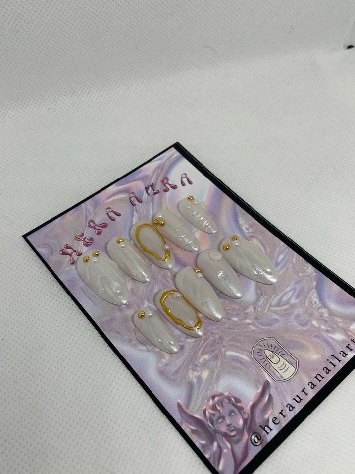 Beyaz İnci Takma Tırnak - Görsel 2