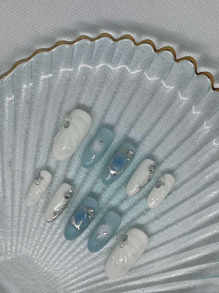 Pastel Mavi Takma Tırnak - Görsel 3