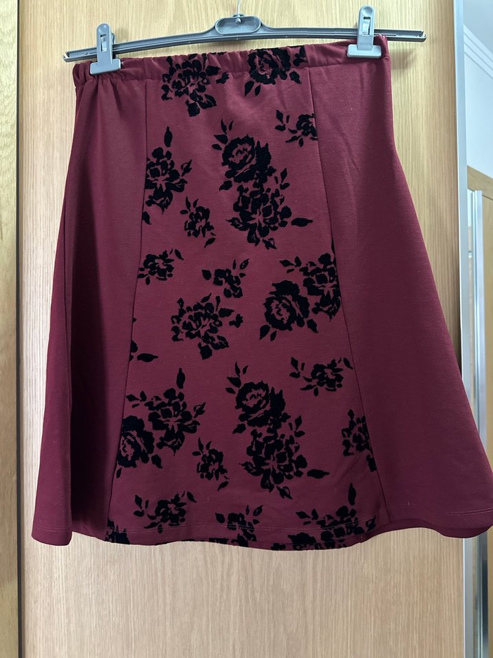 Bordo Desenli Midi Etek - Görsel 2