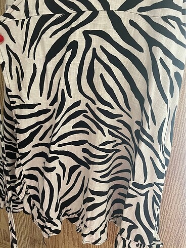 m Beden siyah Renk Zara keten zebra elbise