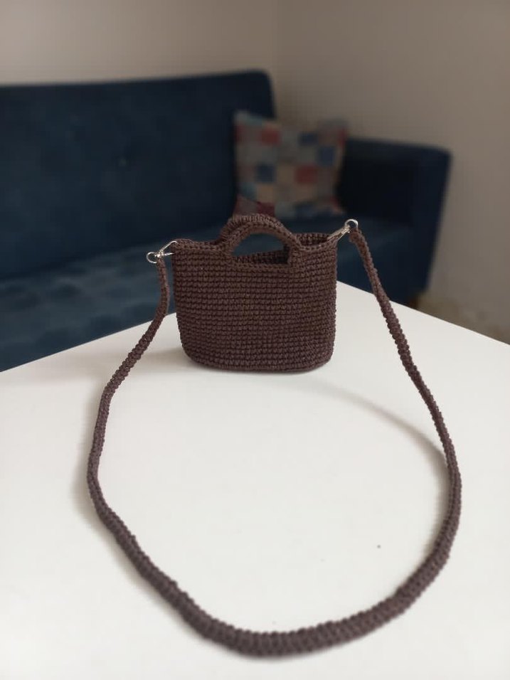 Kahverengi Örgü Kadın Çanta - Görsel 2