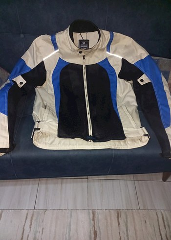 Erkek Mavi Siyah Fermuarlı Biker Ceket - Görsel 2