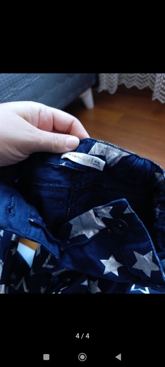 Kız Çocuk Koyu Mavi Baskılı Denim pantolon - Görsel 3