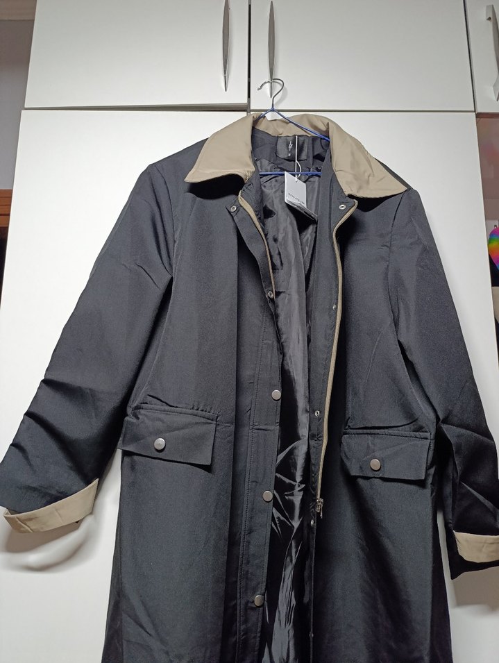 Siyah Uzun bayan Trençkot - Görsel 2