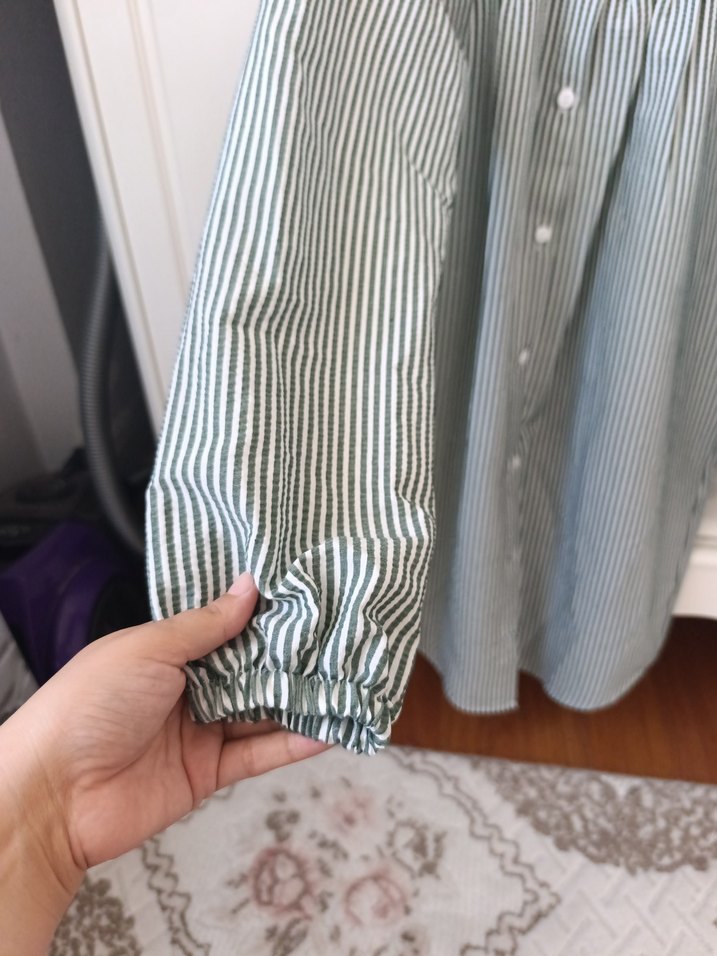 Beyaz Çizgili Uzun Kollu Gömlek - Görsel 2