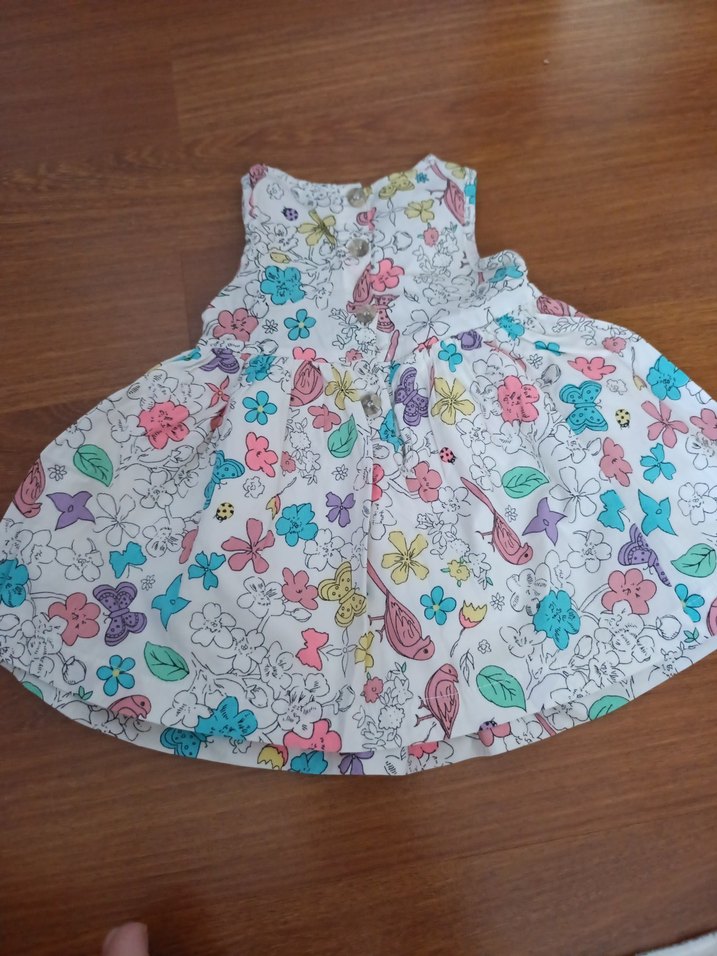 Çiçek Desenli Renkli Kız Elbisesi - Görsel 2