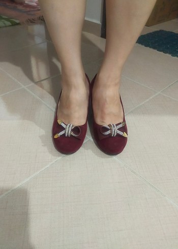 38 Beden Bordo Tokalı Kadın Topuklu Ayakkabı
