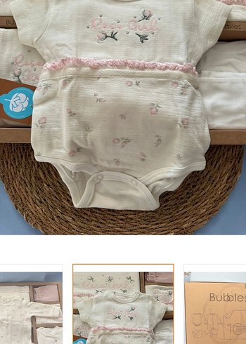 Pembe Nakışlı Örgü Bebek Kız Hastane Kıyafeti - Görsel 4