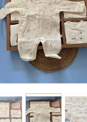 Pembe Nakışlı Örgü Bebek Kız Hastane Kıyafeti - Görsel 3