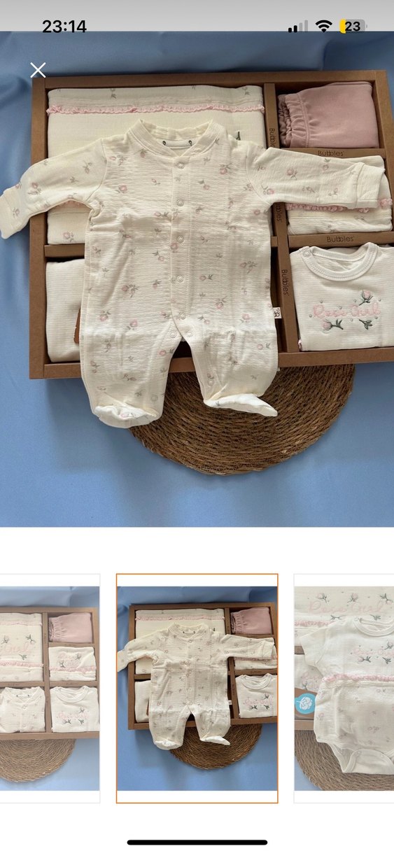 Pembe Nakışlı Örgü Bebek Kız Hastane Kıyafeti - Görsel 3