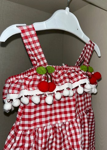 Kırmızı Ekose Kız Çocuk Elbise - Görsel 3