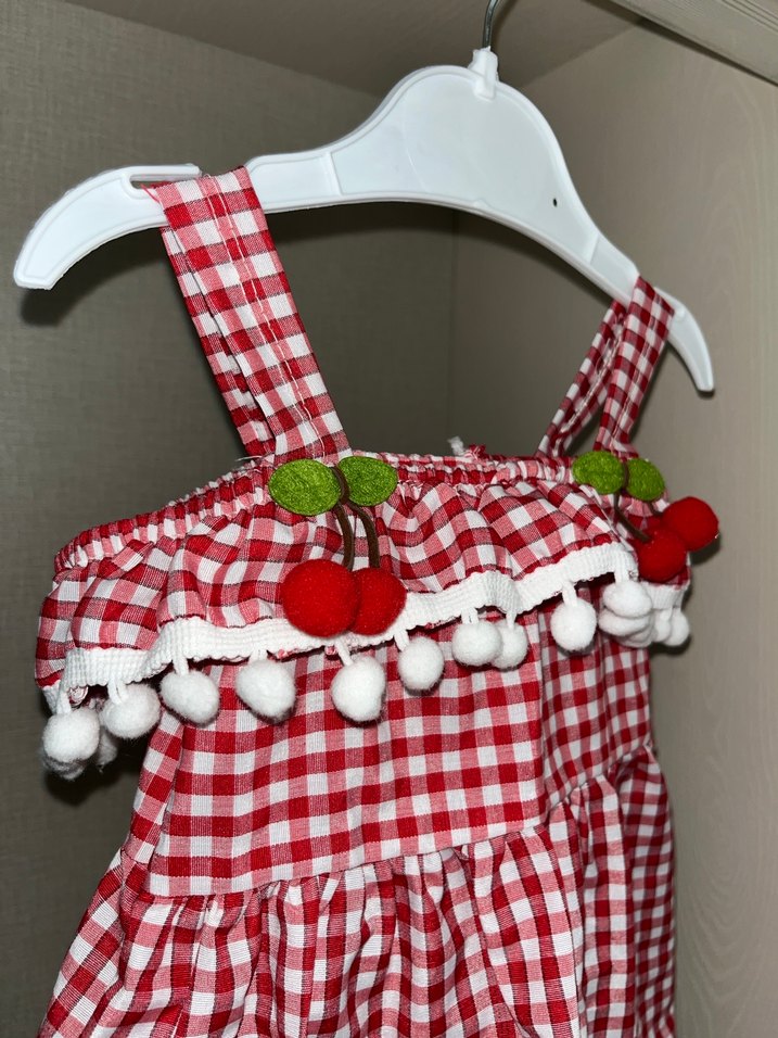Kırmızı Ekose Kız Çocuk Elbise - Görsel 3