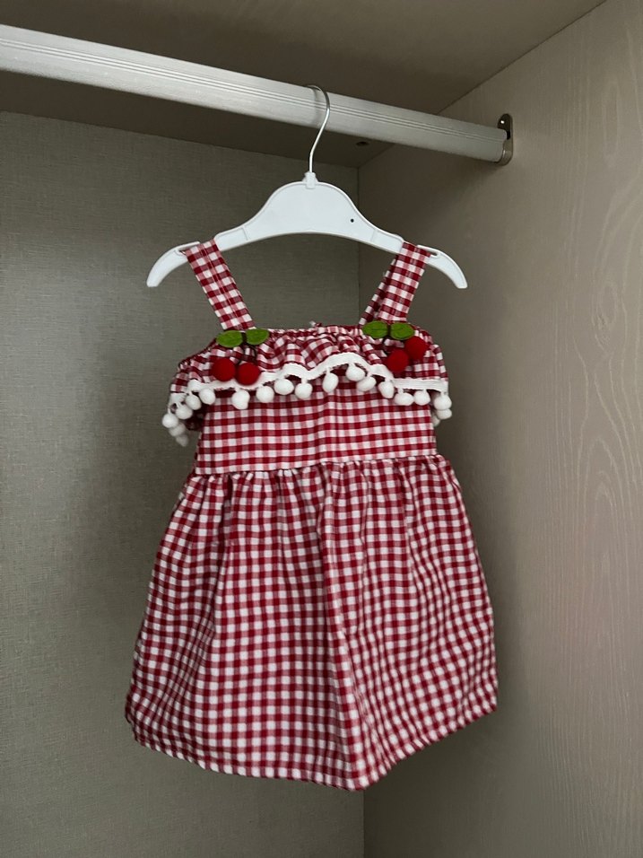 Kırmızı Ekose Kız Çocuk Elbise - Görsel 2
