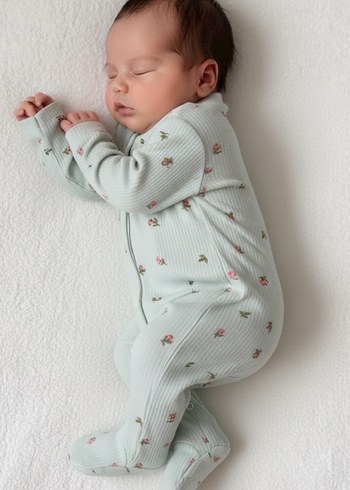 Bebek Kız Düğmeli Baskılı Hastane Tulumu - Görsel 2