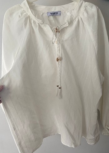 Kadın Beyaz Keten Bohem Salaş Gömlek - Görsel 2