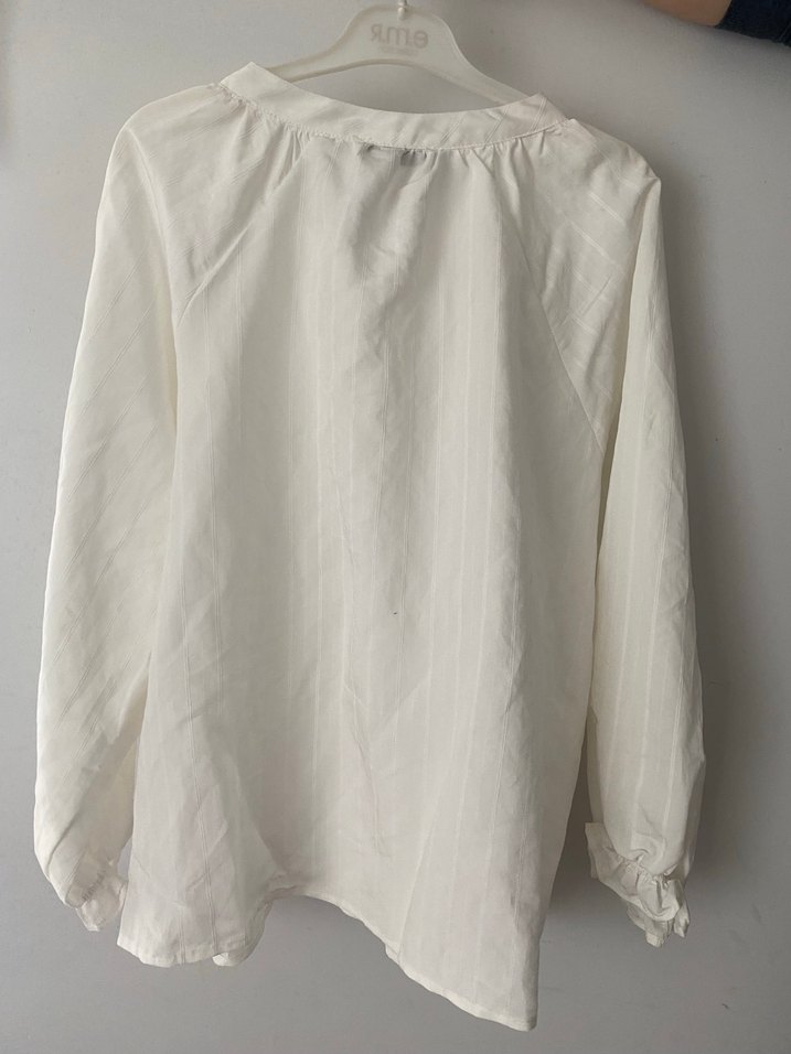 Kadın Beyaz Keten Bohem Salaş Gömlek - Görsel 4