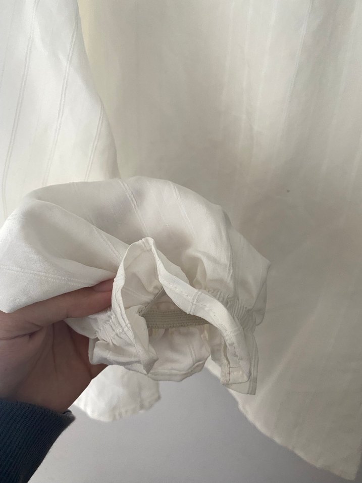 Kadın Beyaz Keten Bohem Salaş Gömlek - Görsel 5