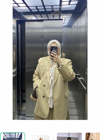 Zara Bej Cizgili Oversize Blazer Ceket