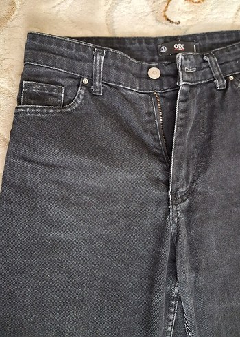 Gri Kadın Bol Kesim Midi Kot Pantolon - Görsel 2