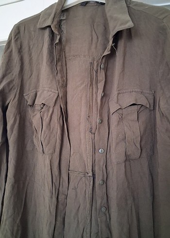 Drapeli Uzun Keten tunik - Görsel 2