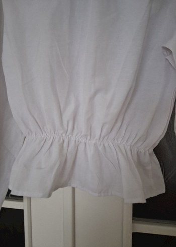 Beyaz Keten Kadın Bluz - Görsel 2