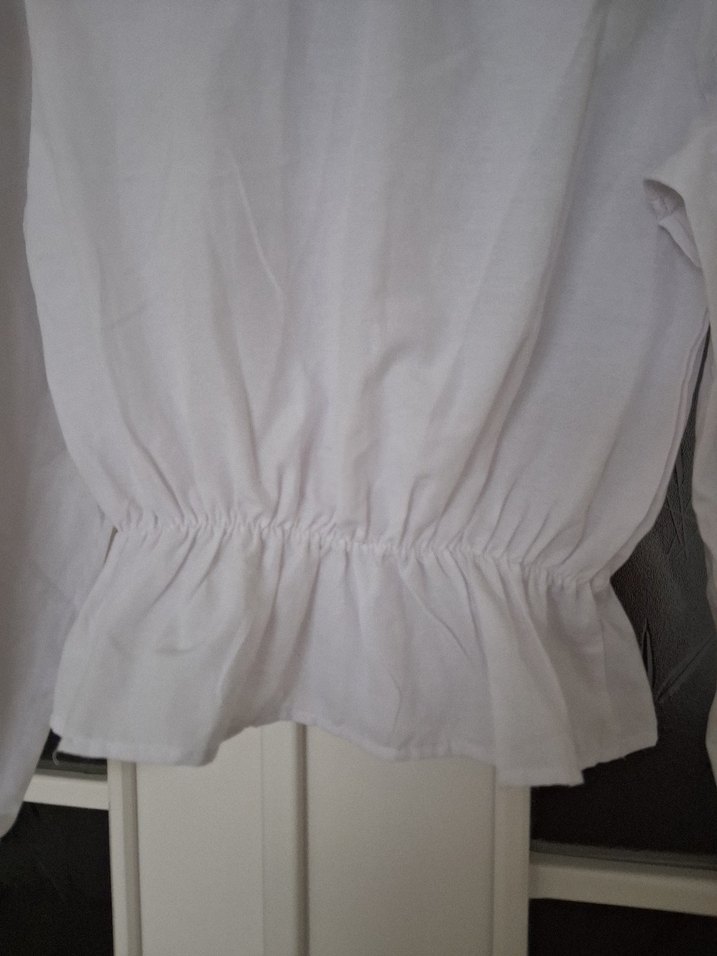 Beyaz Keten Kadın Bluz - Görsel 2