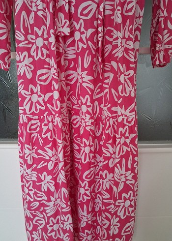 Pembe Desenli Bohem Uzun Elbise - Görsel 3