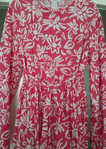 Pembe Desenli Bohem Uzun Elbise - Görsel 5