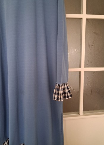 Mavi Uzun Kollu Salaş Elbise - Görsel 3