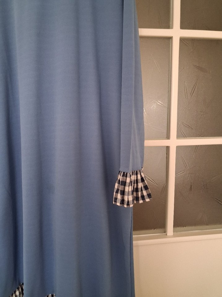 Mavi Uzun Kollu Salaş Elbise - Görsel 3