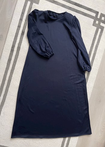 Lacivert  Uzun Kollu Salaş elbise - Görsel 3