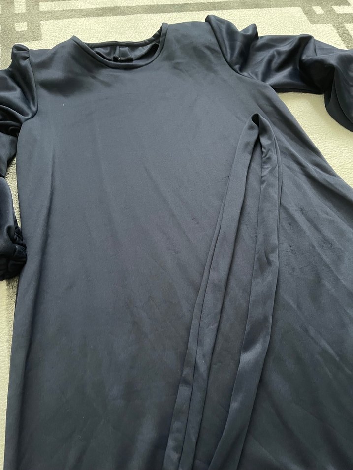 Lacivert  Uzun Kollu Salaş elbise - Görsel 4