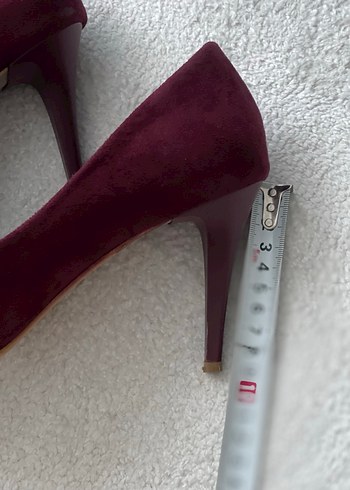 Bordo Süet Stiletto Kadın Ayakkabı - Görsel 2