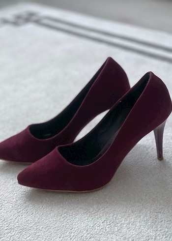 Bordo Süet Stiletto Kadın Ayakkabı - Görsel 3