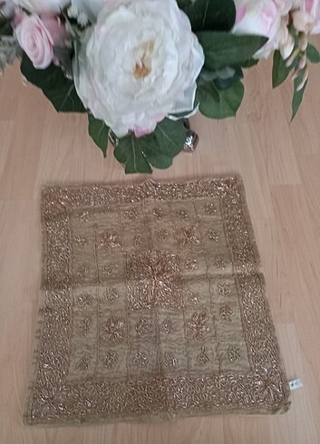 Beden camel Renk Tel Örgü 2 adet Kırlent kılıfı