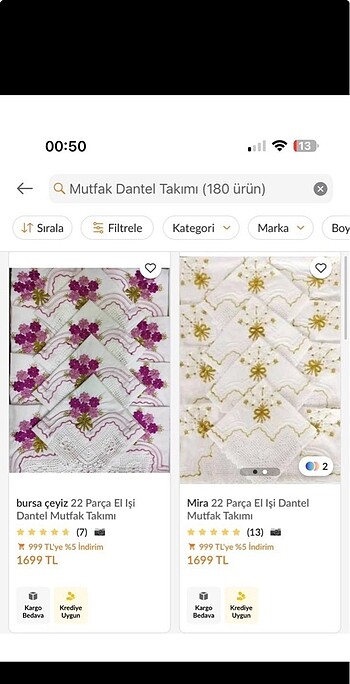  Beden beyaz Renk El işi Dantel mutfak takımı çeyizlik sıfır