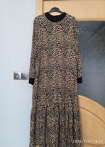 Kadın Leopar Desenli Uzun Elbise - Görsel 2