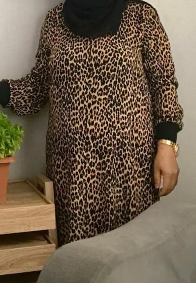 Kadın Leopar Desenli Uzun Elbise - Görsel 3