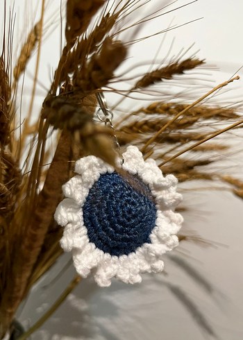 Renkli Ayçiçeği Örgü Bohem Anahtarlık - Görsel 3