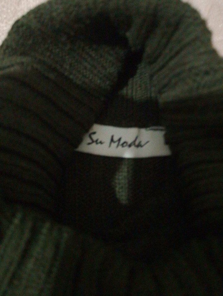 Yeşil Kadın Boğazlı Triko Kazak - Görsel 3