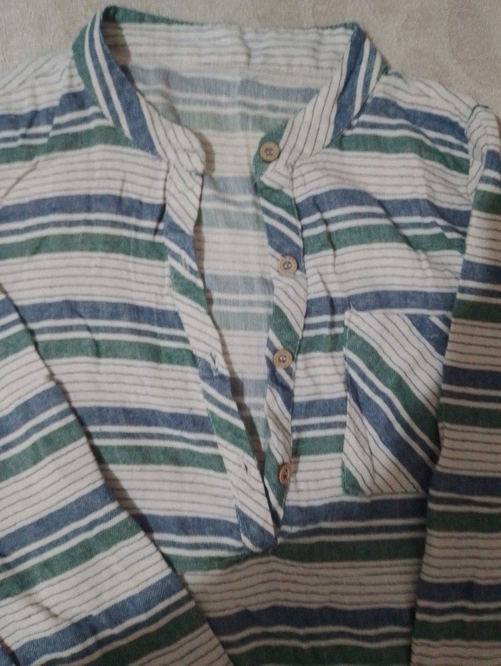 Düğmeli Uzun Kollu Keten Kadın Gömlek - Görsel 2