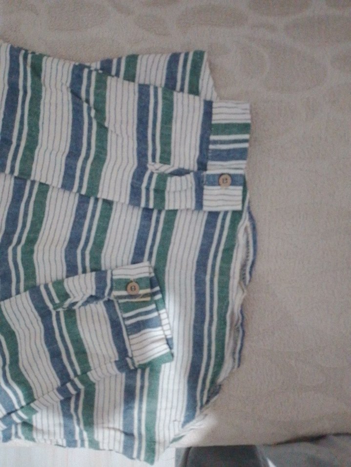 Düğmeli Uzun Kollu Keten Kadın Gömlek - Görsel 3