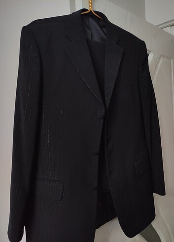 50 Beden siyah Renk Siyah çizgili takım elbise 