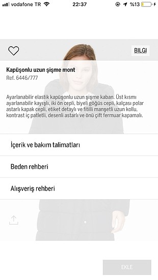 Bershka Şişme kapüşonlu mont