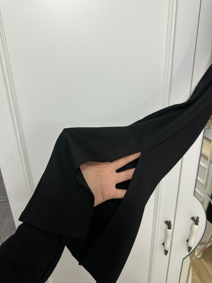 Siyah Kadın İspanyol Paça Pantolon - Görsel 2