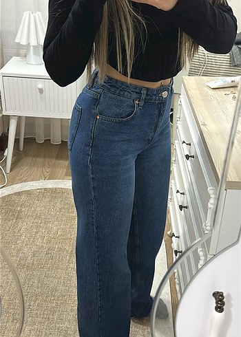 Kadın Lacivert Bol Kesim wıde leg jean - Görsel 2